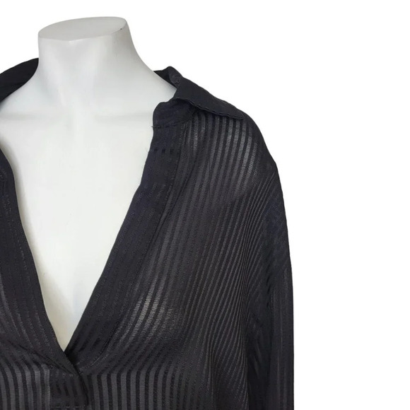 Zara  Bamboo Fibre Sheer Striped Oversized Top - Picture 7 of 7